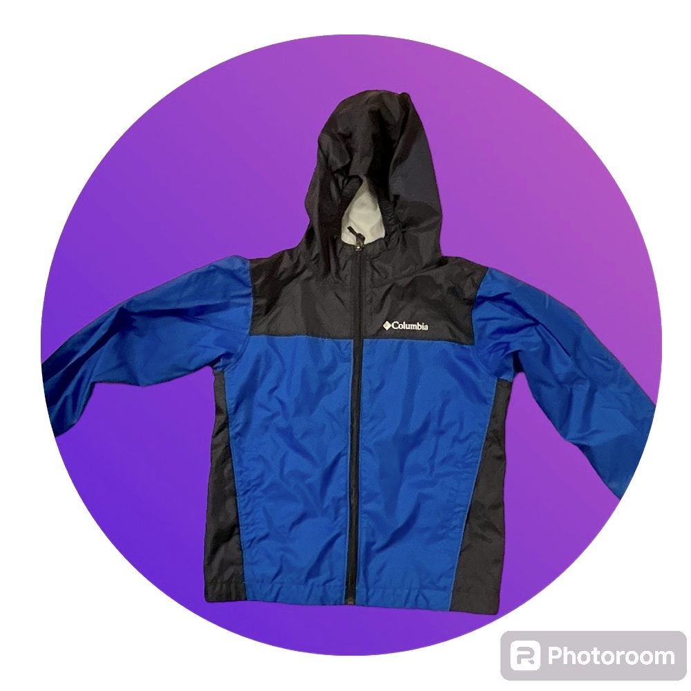 Columbia light rain jacket/ wind breaker kids small (8)  royal, and navy blue